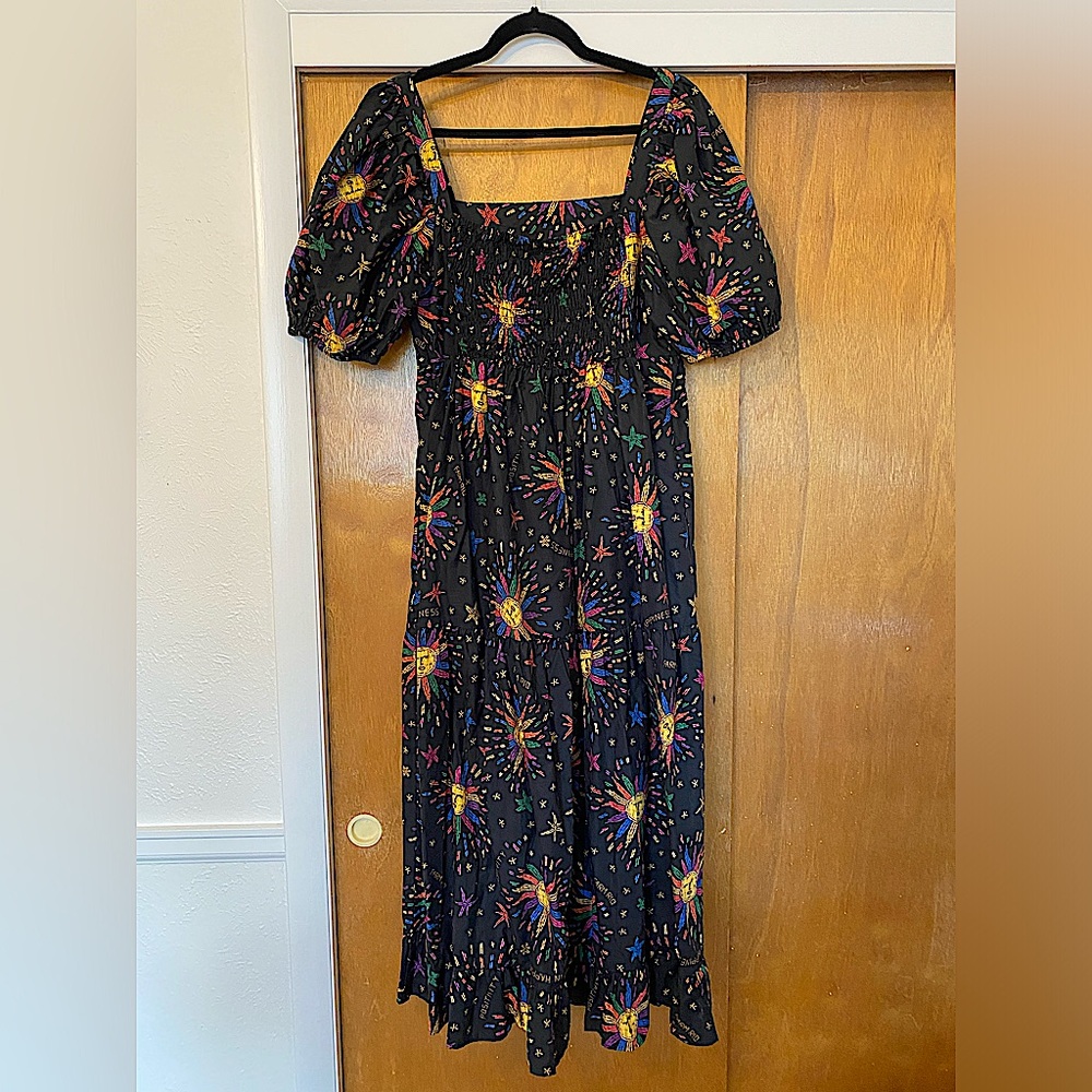 Firework print puff sleeve Farm Rio dress